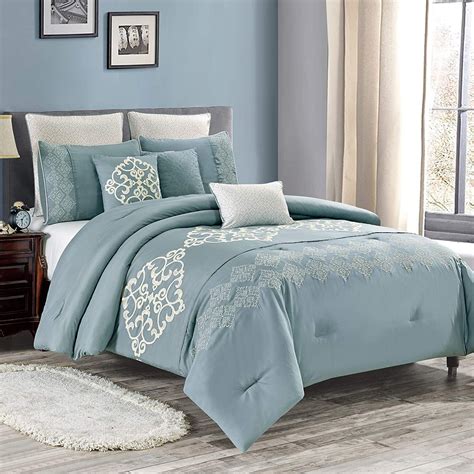 Reversible Microfiber Down Alternative Comforter - Blue Ridge Home Fashions. . Light blue queen comforter set